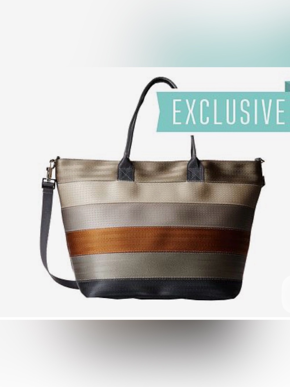 Harvey’s Seatbelt Bag Striped Metallic Tote Bag in Brown and Gray